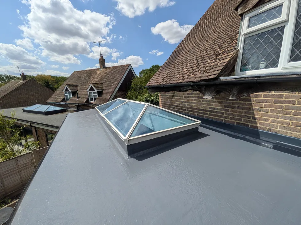 GRP fibreglass overlay in progress on a Godstone period property