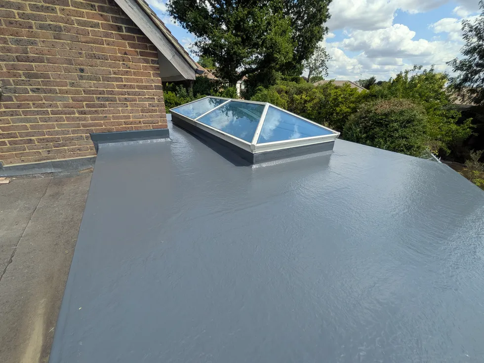 Completed GRP fibreglass flat roof overlay in Godstone, Tandridge