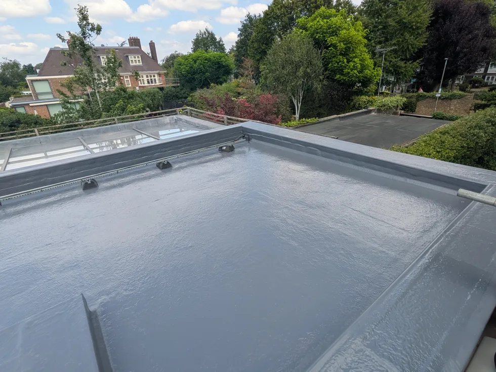 Finished GRP fibreglass roof overlay in south west London